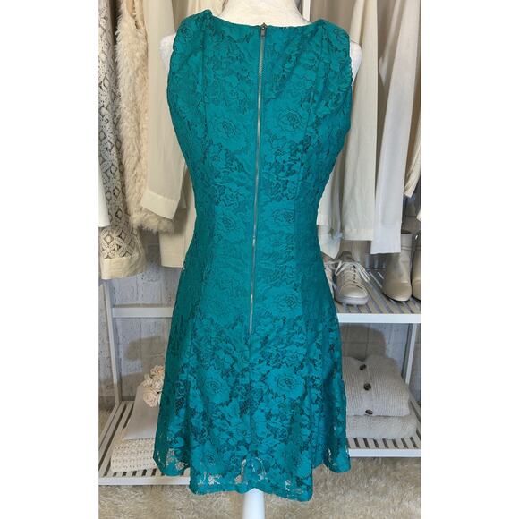 Danny & Nicole Women's Size 4 Teal Lace Fit & Flare Skater Dress #0573 - Picture 5 of 11